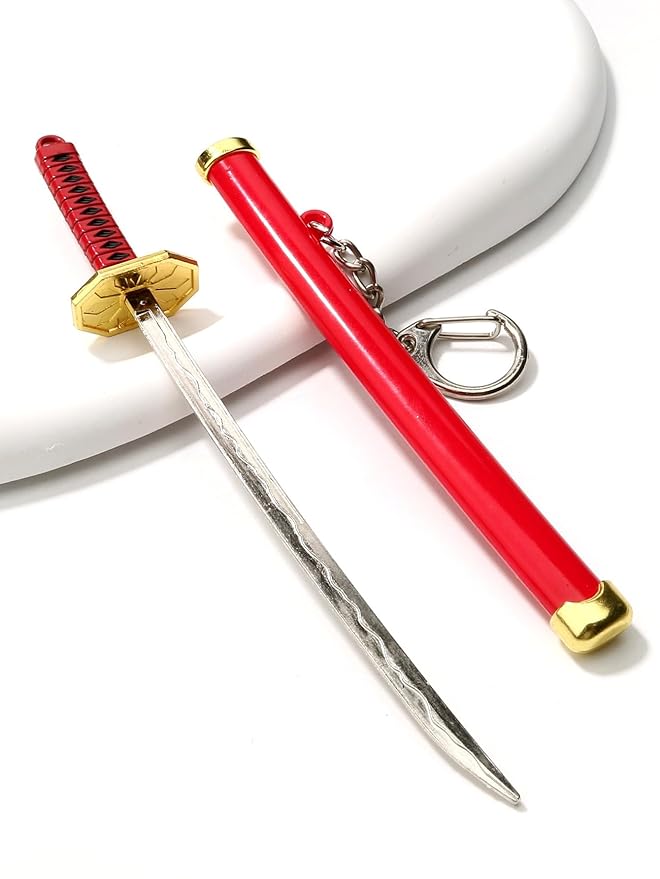 Katana Red Demon Slayer Kata Na with Scabbard Collectable Anime Toy Bike Keychain