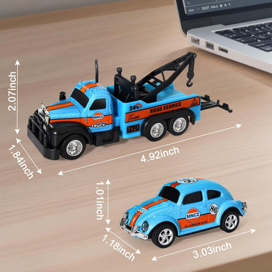 RC Tow Mini Truck with Car - 1.64 Scale - Metal-(Beige)