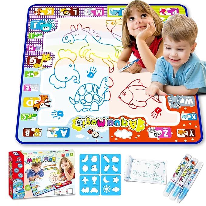 2-in-1 Doodle Water Drawing Mat for Kids 3+ Years – No-Mess Reusable Magic Coloring & Educational Painting Toy for Toddlers.