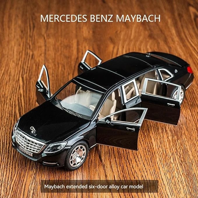 1:24 Scale Big Size Mercedes Maybach GLS600 Toy Car | Metal Diecast Car for Kids with Openable Doors, Sound, Light Effects (Black)