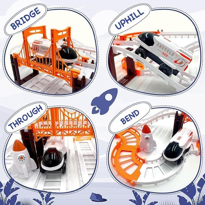 Outer Space Train Track Playset for Kids
