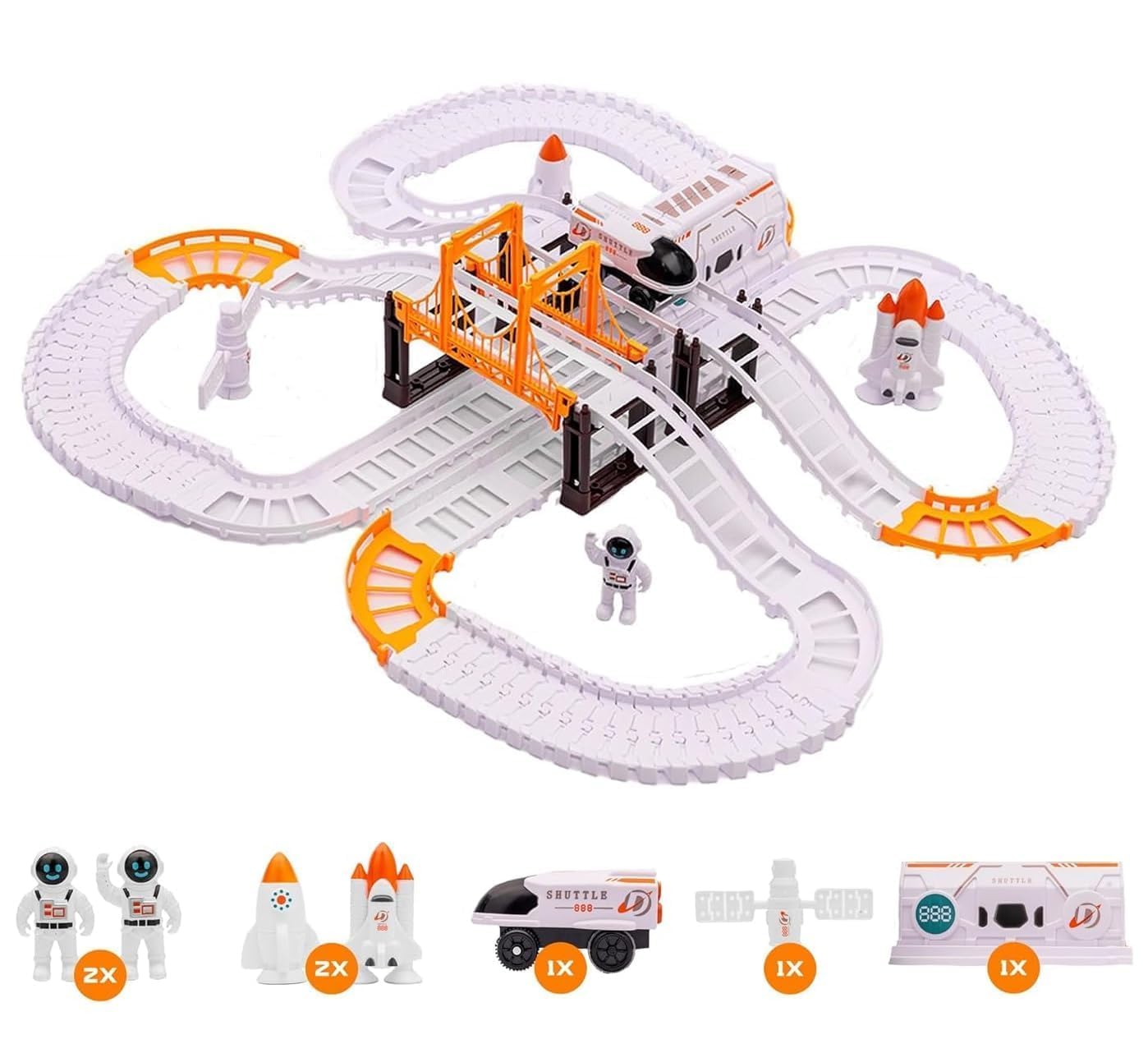 Outer Space Train Track Playset for Kids