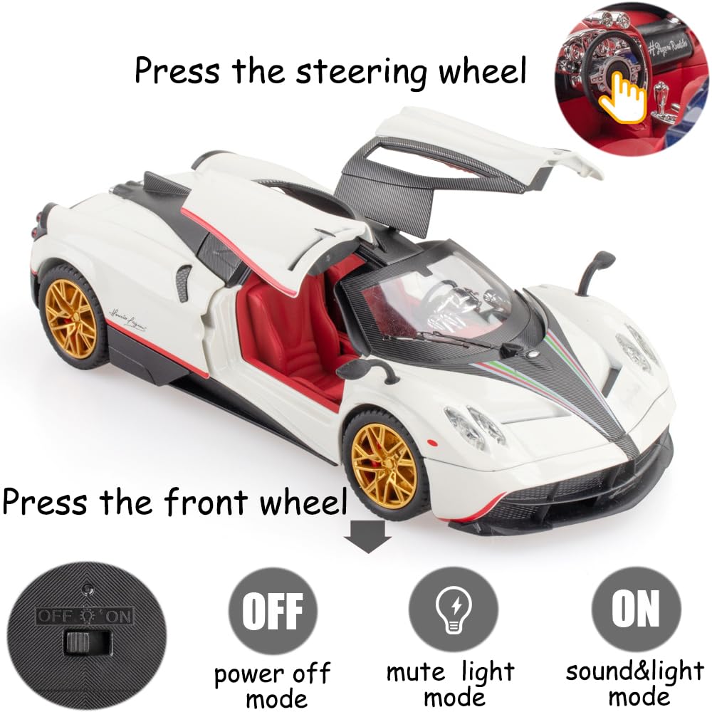 Toy Car Model Pull Back Die-Cast 1:24 with Lights and Sound