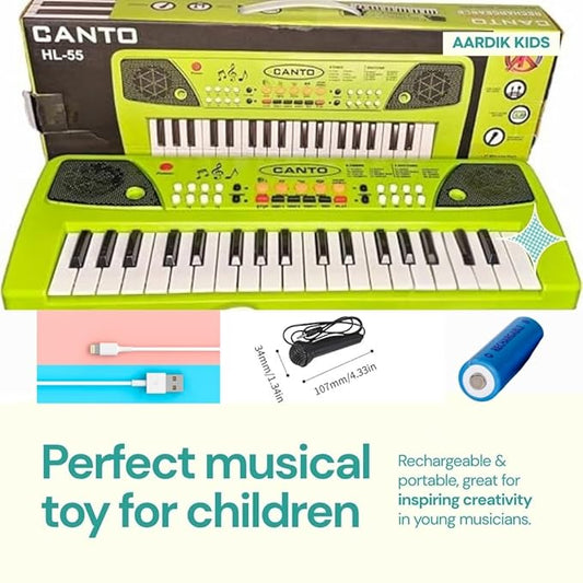 Rechargeable Kids Piano with Mic Electronic Keyboard Musical Toy (Green)