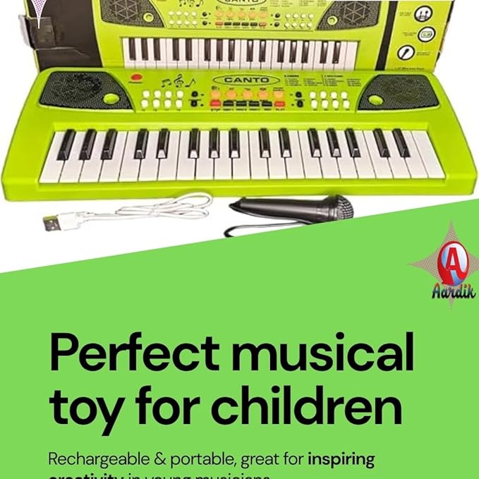 Rechargeable Kids Piano with Mic Electronic Keyboard Musical Toy (Green)
