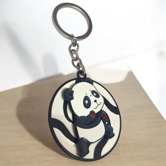Panda Cartoon Spinning Keychain – For Bike, Car & Bags (Set of 1)