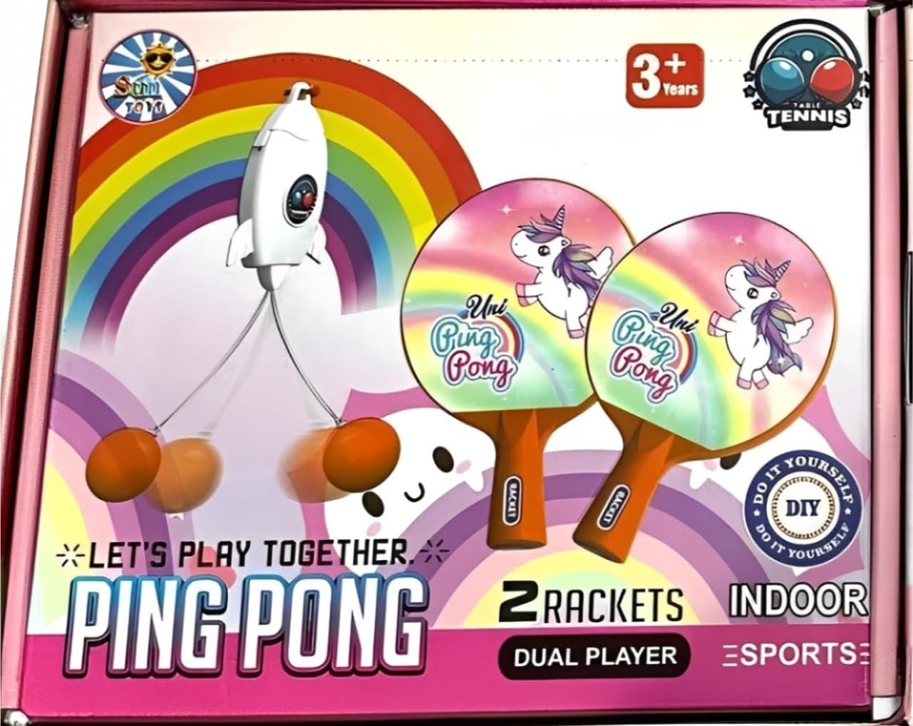 Ping-Pong Table Tennis Trainer Set for Kids & Adults (Unicorn)
