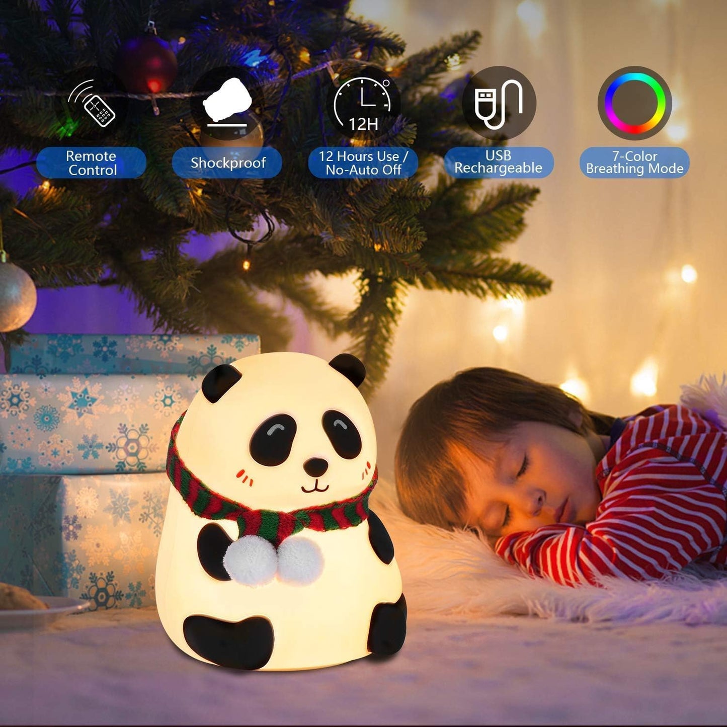 Cute Panda Night Light – USB Rechargeable Silicone Lamp