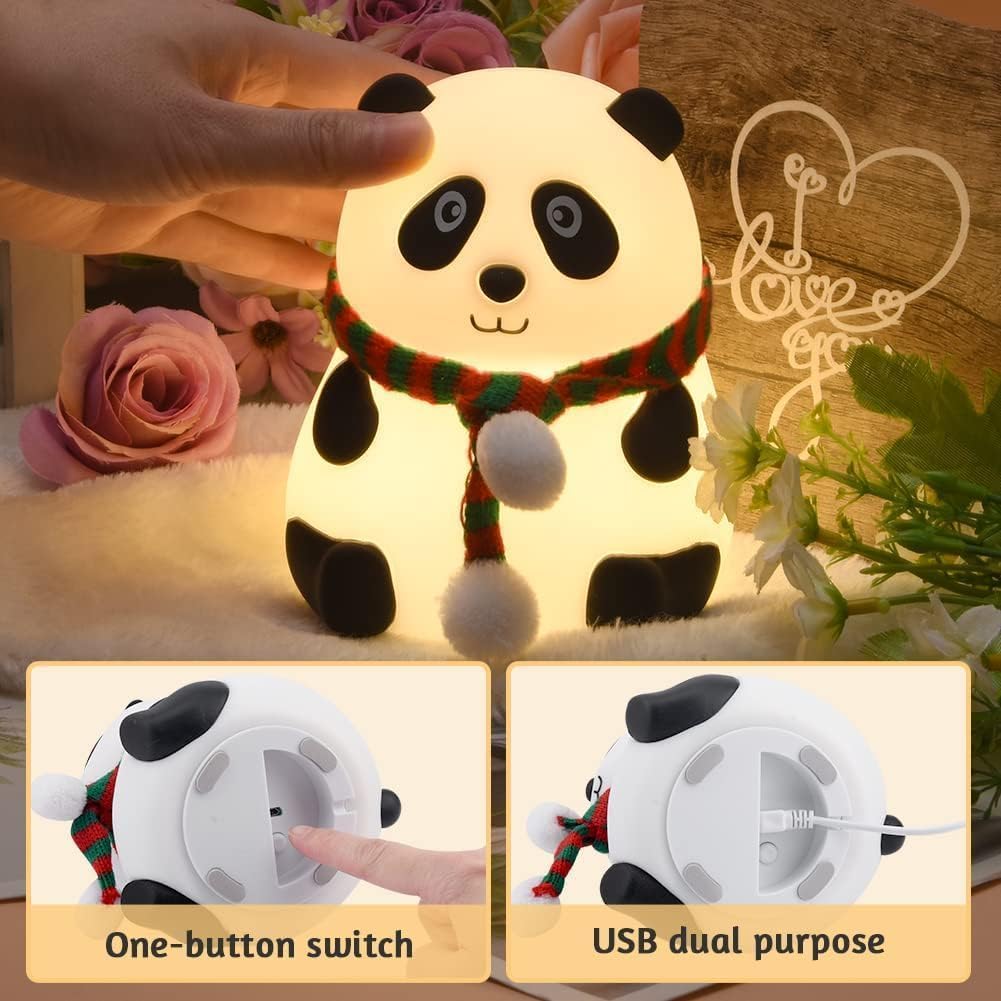 Cute Panda Night Light – USB Rechargeable Silicone Lamp