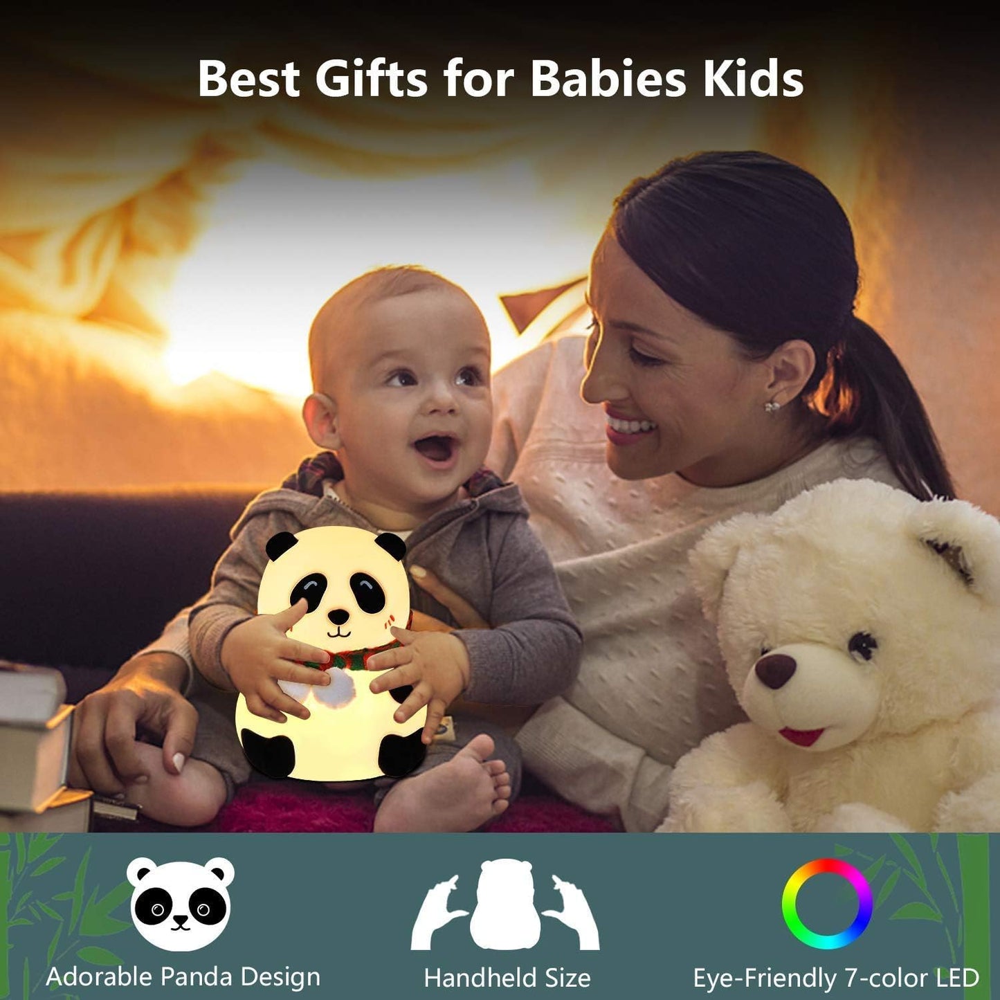 Cute Panda Night Light – USB Rechargeable Silicone Lamp