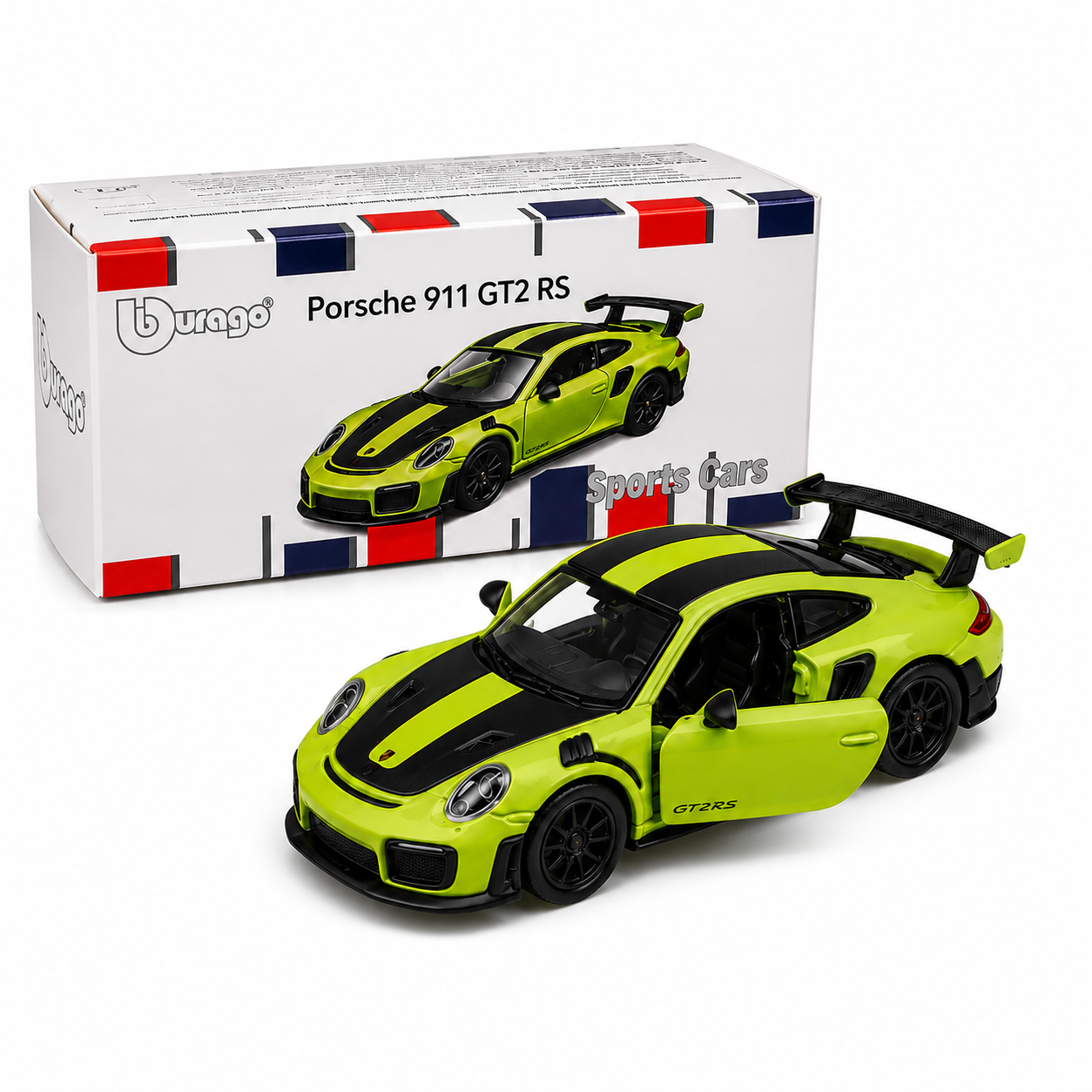 Official Bburago Porsche 911 GT2 RS Green - 1 : 64 Diecast Scale Model
