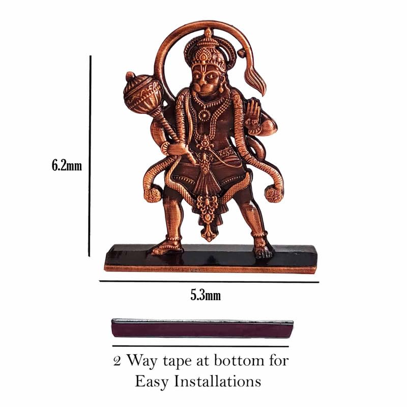 Religious Lord Pawanputra Bajrangbali Hanuman Copper Metal for Car Accessories for Dash Board, Pooja & Gift,Items for Home & Office CarDash36C