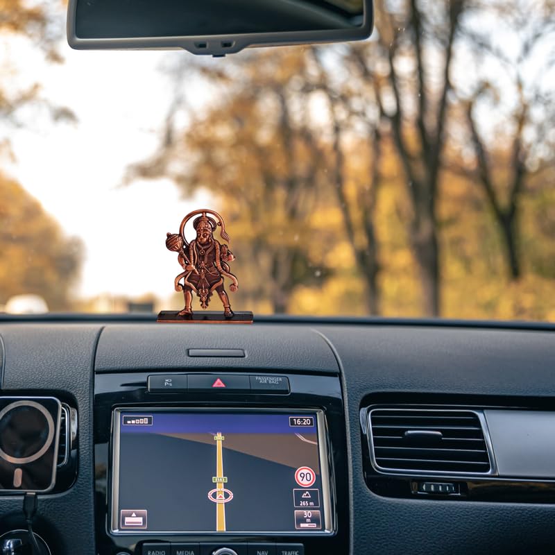 Religious Lord Pawanputra Bajrangbali Hanuman Copper Metal for Car Accessories for Dash Board, Pooja & Gift,Items for Home & Office CarDash36C