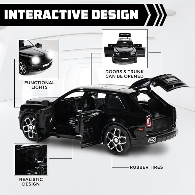 Metal Pull Back Diecast Car SUV 1:32 Big Rolls Royce CULLINAN Pull Back Car Model with Sound Light Boys Gifts Toys for Kids【Color As Per Stock】 (Rolls Royce Cullian)