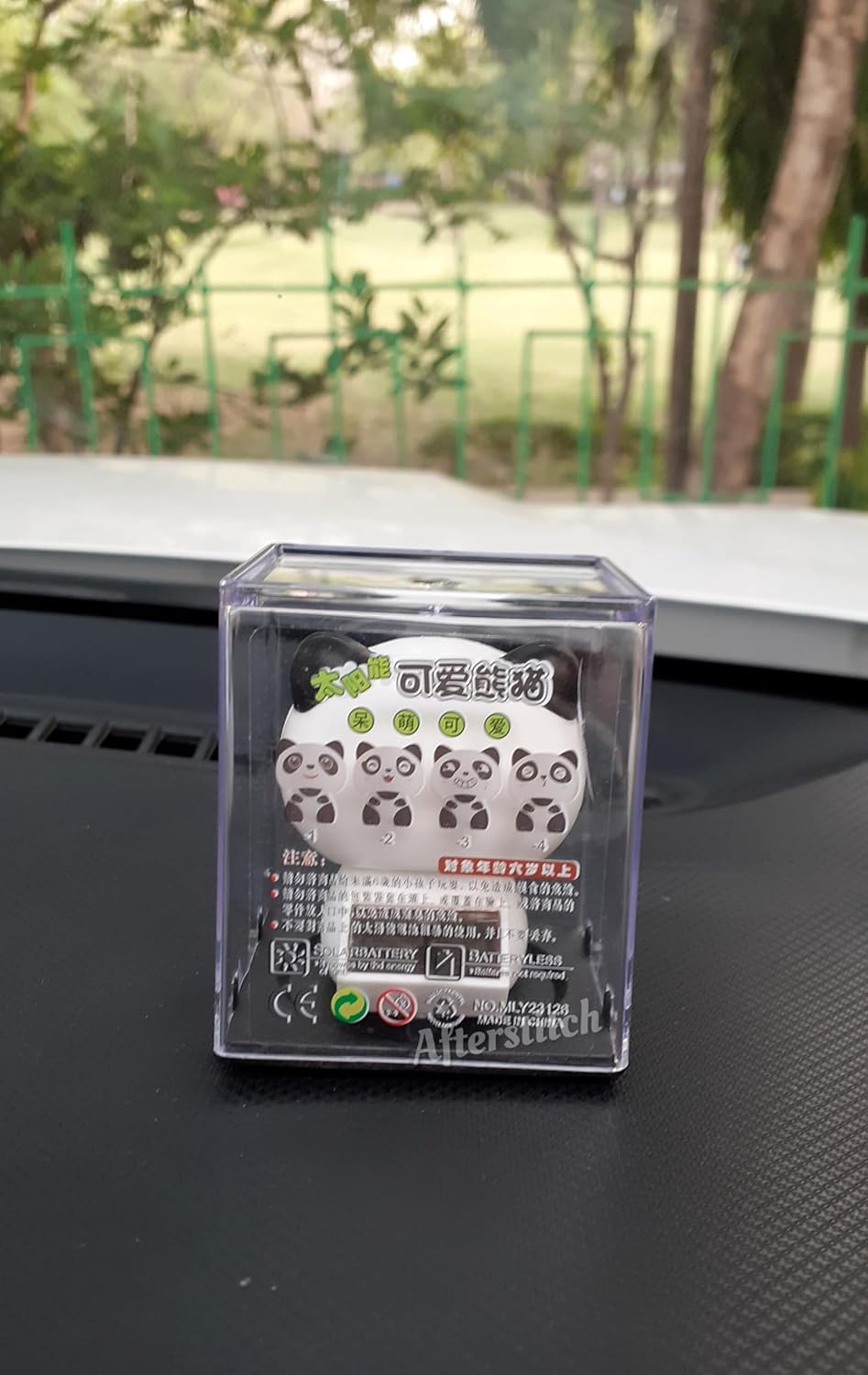 Solar Powered Cute Panda Car Hanging Idols Statues
