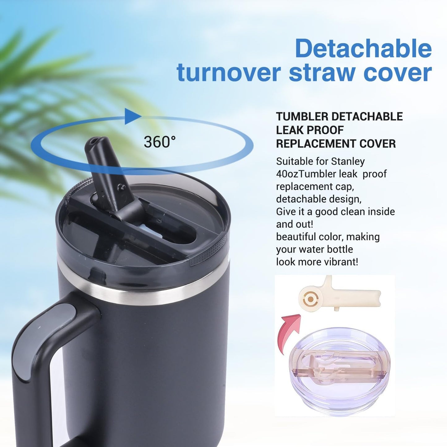 Leak-Proof Insulated Tumbler with Handle – 2 Lids, Hot & Cold (Black)