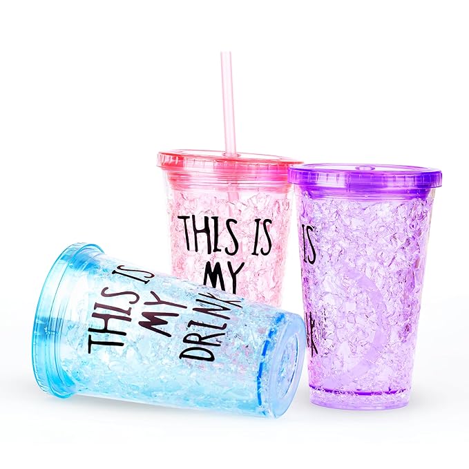 Acrylic Frosty Ice Cup Freezing Gel Sipper. (Assorted Colours)