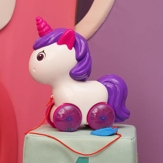 Unicorn Pull Along Toy, White and Purple, Ages 1-5 Years