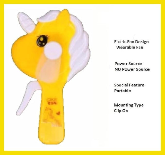 Cute Horse Shaped Design Handheld Fans Stylish Hand Pressure Mini Fan (Assorted Colours)
