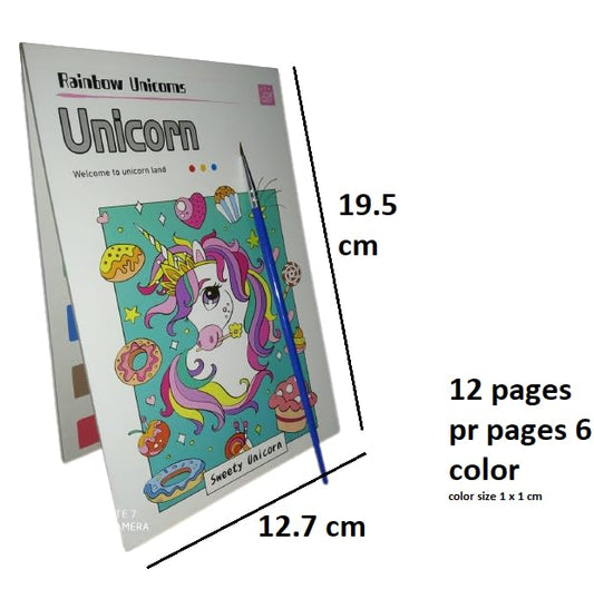 Unicorn Color Magic Book – 10-Sheet Painting Kit with Brush (Ages 3+, 19.5 x 12 cm)