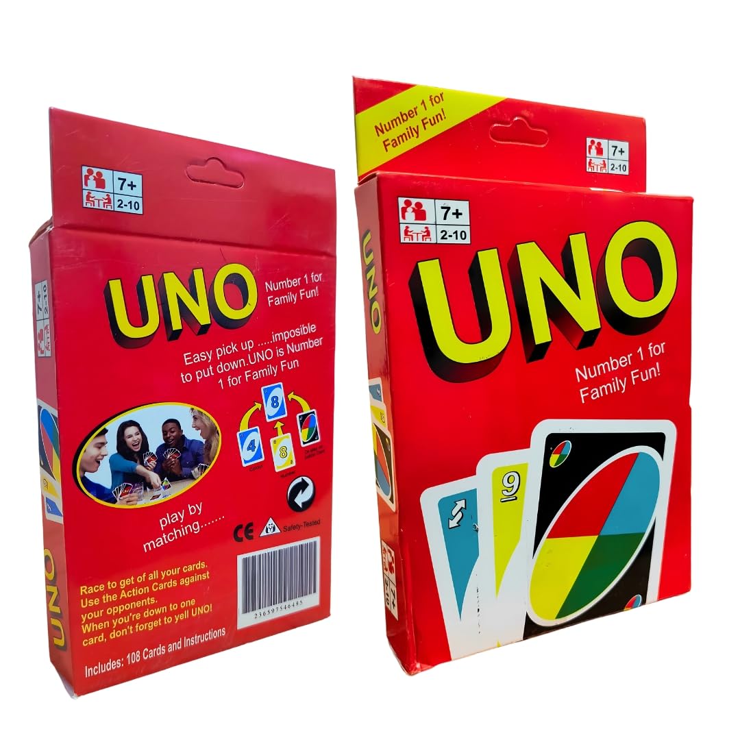 Uno Playing Card Game for Kids, Adults and Family, Paper Material, Multicolor, 108 Cards, Age 7+, Uno Card Game, Uno Cards for Kids