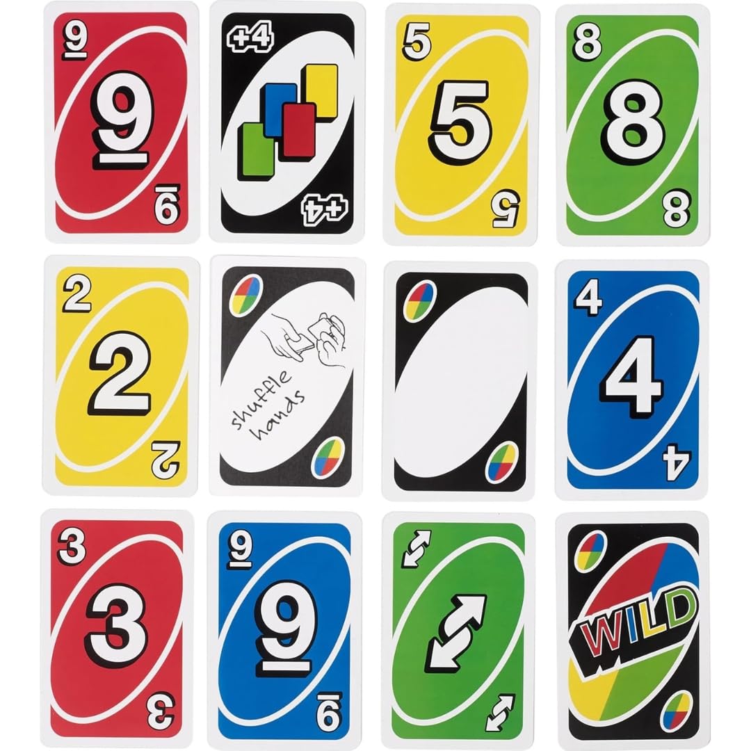Uno Playing Card Game for Kids, Adults and Family, Paper Material, Multicolor, 108 Cards, Age 7+, Uno Card Game, Uno Cards for Kids