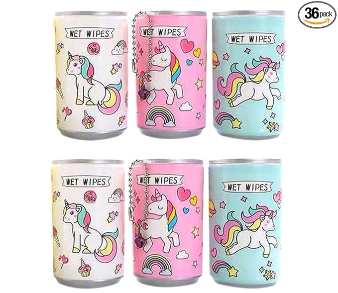 Pack of 1 Unicorn Tin Shape Mini Portable Wet Wipes Tissue Can for Cleaning Face Body for Kids Women and Men 100PCs Wet Wipes