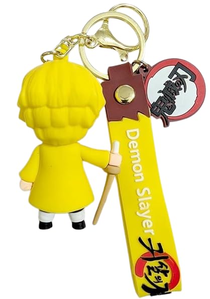 Demon Slayer Anime 3D Silicone Keychain | Stylish Key Ring with Strap & Bag Hook | Adorable & Durable Keychain for Fans & Collectors