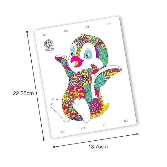 Animals & Bird Mandala Art Junior Coloring Kit (12 Sheets & 12 Sketch Pens, Multicolor