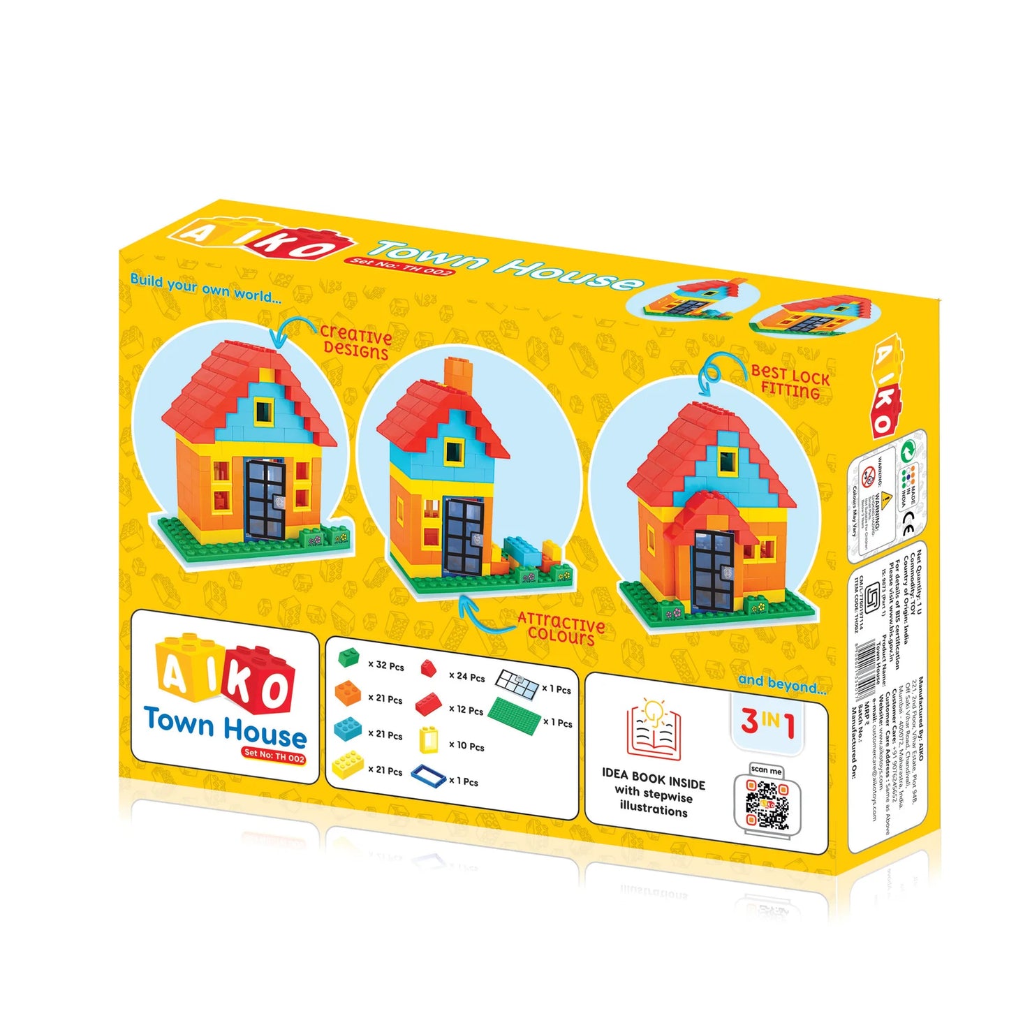 AIKO 3 in 1 Town House | Creative Building Block Set For Kids