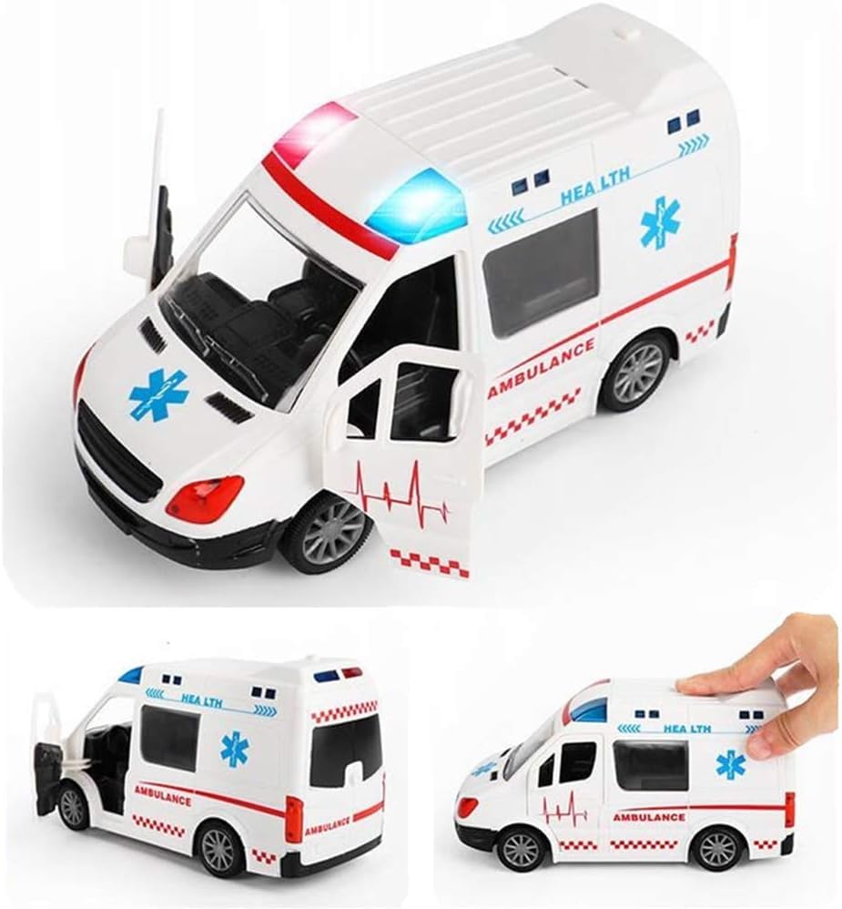 1:20 Scale Ambulance Car Toy for Kids | Friction Inertia Powered | Door Open Light Siren Effect Doctor Ambulance Truck Toy Set for Children