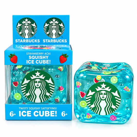 NeeDoh Starbucks Strawberry Açaí Nice Cube Squishy Sensory Stress Toy | Soft Squeeze Fidget Ice Cube for Kids & Adults | Assorted Colours