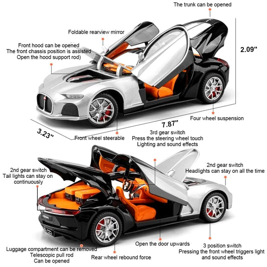 1:24 Scale Bugatti Atlantic Alloy Car Model Diecast