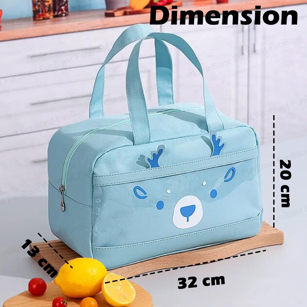 Rectangle Insulated Travel Lunch Bag – Multi-Purpose Tiffin Carrier (Sky Blue)