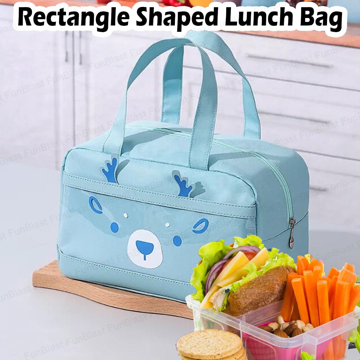 Rectangle Insulated Travel Lunch Bag – Multi-Purpose Tiffin Carrier (Sky Blue)