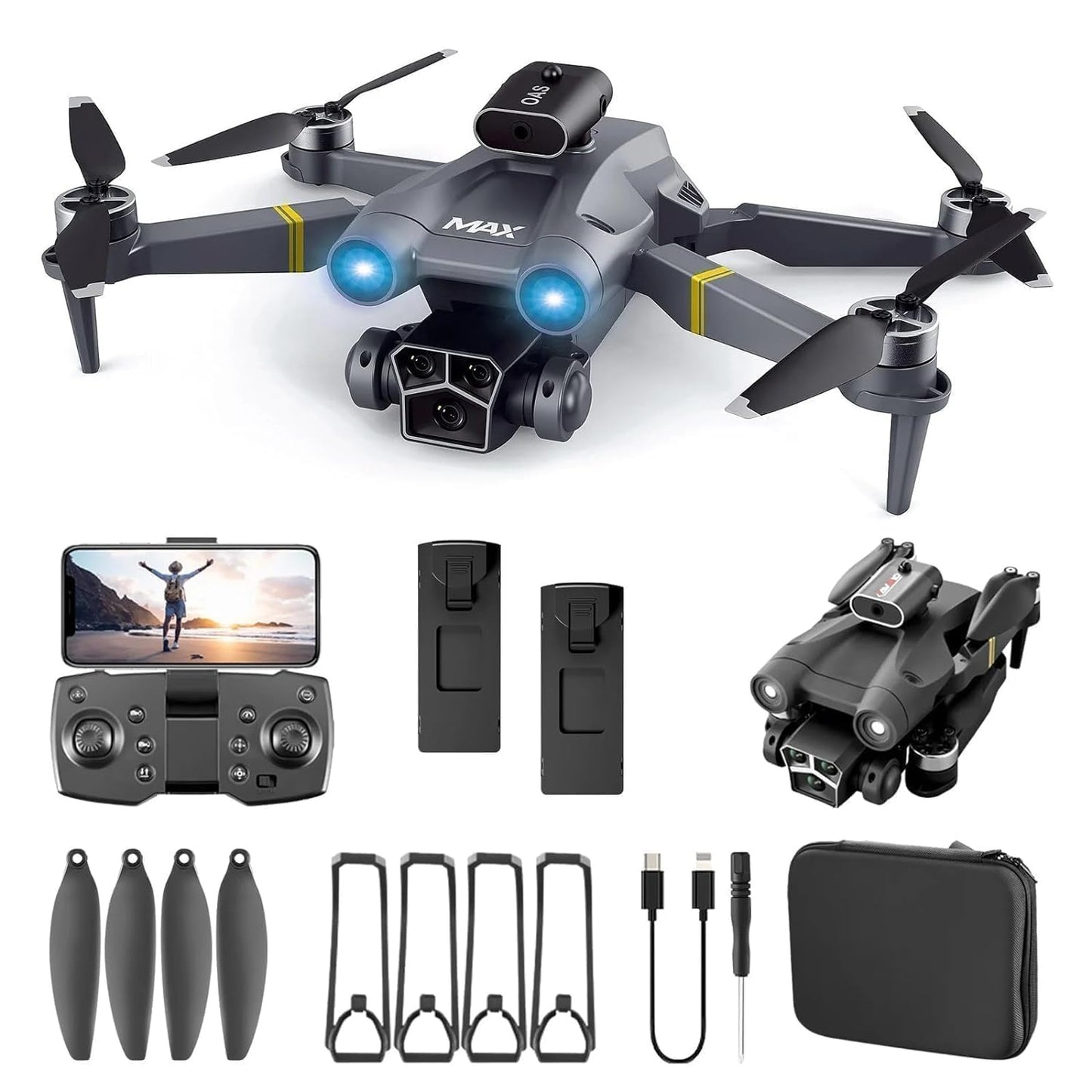 M3 Max Brushless Drone With 4k Camera (Pack of 1)
