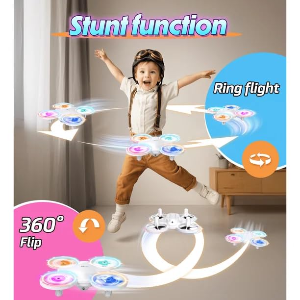 LED Remote Control RC Drone for Kids & Beginners | 360° Flying Quadcopter with Lights