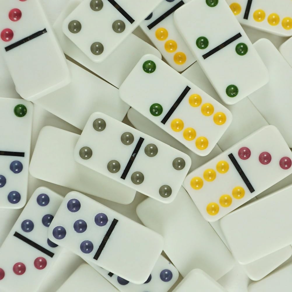Double Six Color Dot Design Dominos for Kids - Set of 28