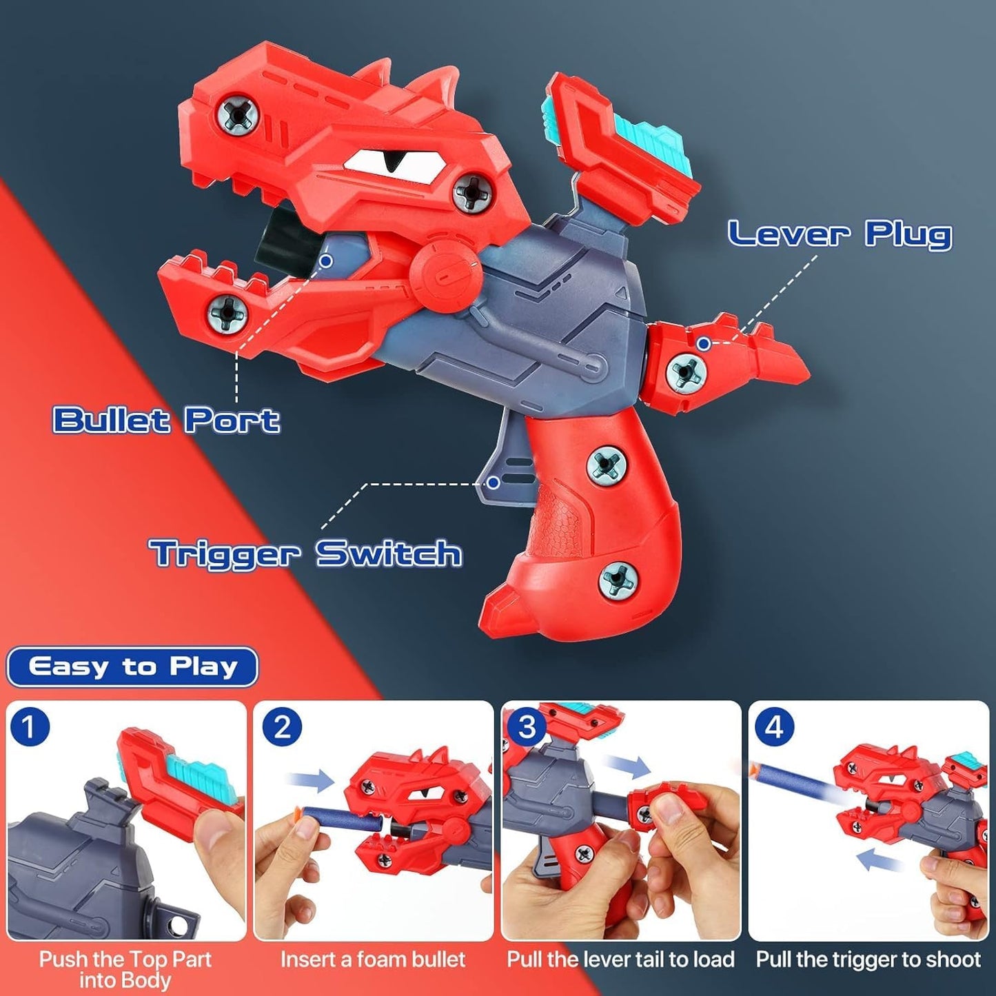 DIY Dinosaur Foam Blaster Toy Gun for Kids