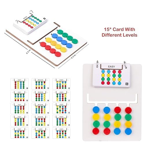 Colour Coder Wooden Slide and Match Puzzle Game, Educational Toy with 3 Difficulty Levels, Multi-Coloured