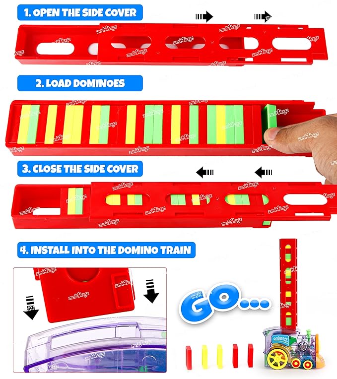 Domino Train Toy, 40 Pieces Domino Blocks Set for Kids Educational Game Play Set with Light & Sound Stacking Toy Block Set
