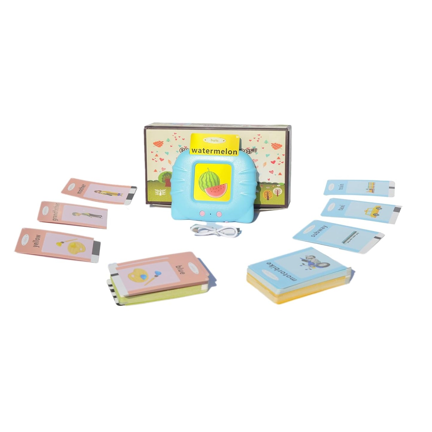 Educational Talking Flash Cards for Kids (224 Words, Rechargeable) – Blue