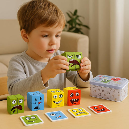 Emoji Face Cube Puzzle – Fun Expression Matching Game for Kids