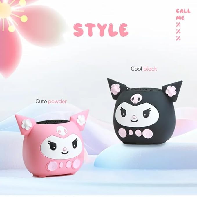 Kuromi Portable Bluetooth Speaker 3W Output | Wireless Mini Speaker with Memory Card Support | 800mAh Battery, 60Hz-23KHz Frequency | Compact & Portable Music Speaker (Pink)