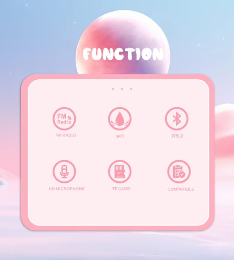 Kuromi Portable Bluetooth Speaker 3W Output | Wireless Mini Speaker with Memory Card Support | 800mAh Battery, 60Hz-23KHz Frequency | Compact & Portable Music Speaker (Pink)