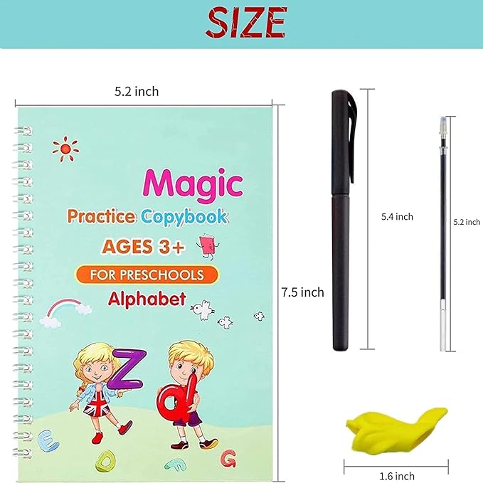 Magic Practice Copybook Set – 4 Books + Pen & Refills for Kids