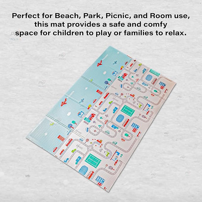 Reversible Baby Play Mat & Crawling Foldable Foam Mat (6.5x5 ft, 0.9cm Thickness)