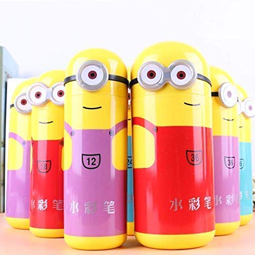 Minions Cartoon Character Sketch Pens Box, 12 Colored Pens for Kids