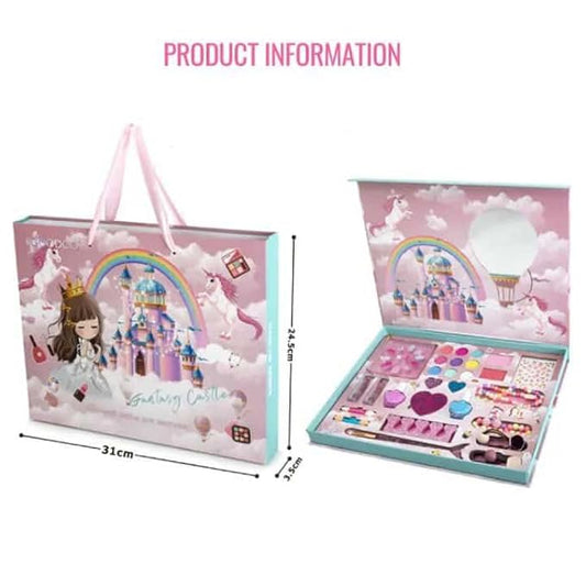 Beauty Set for Girls Makeup Set Makeup Set for Kids Real Makeup Plus Nail Art Set and Bracelets with Earrings Ring Gift Toys Kids Makeup Kit - Pink
