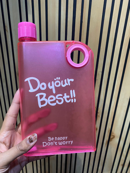 Plastic Notebook Slim Flat Water Bottle (380 ML)
